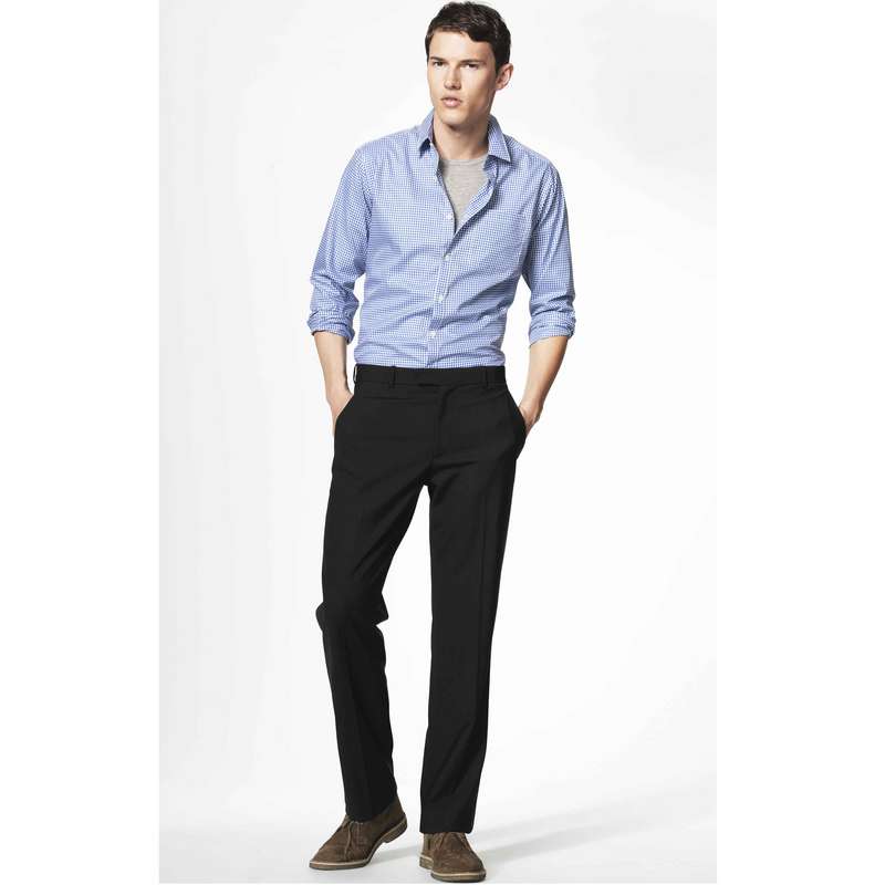 Pantalon droit basique, Noir Clair, large