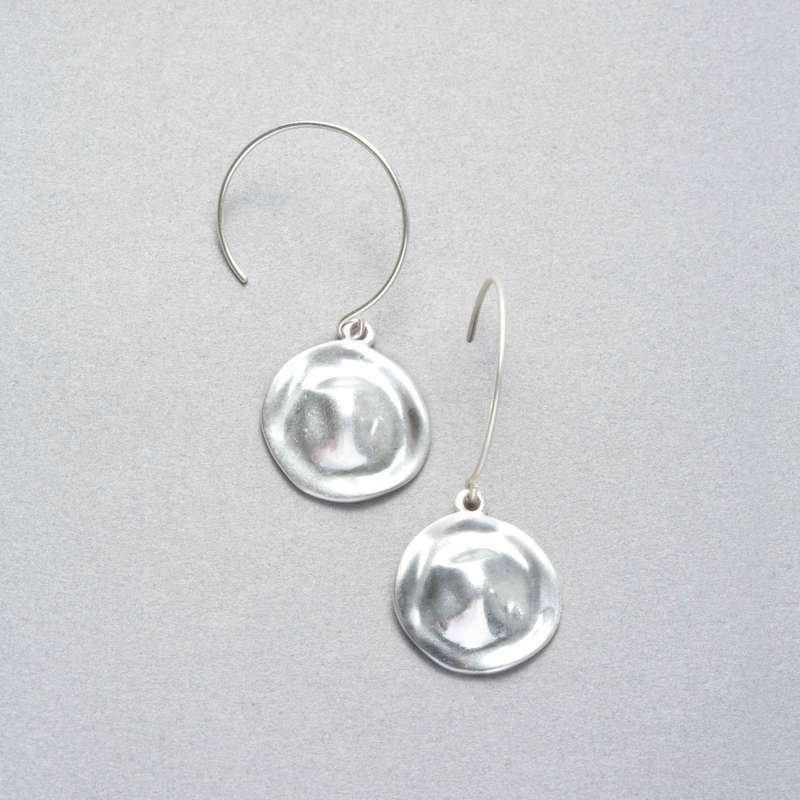 Boucles d'oreilles en argent martelées, , large