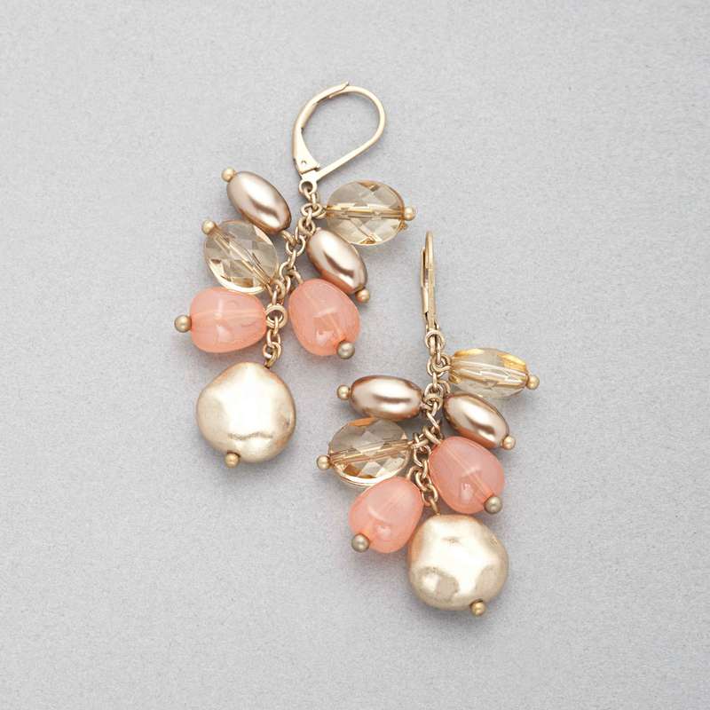 Pendants d'oreilles grappe rose et or, , large