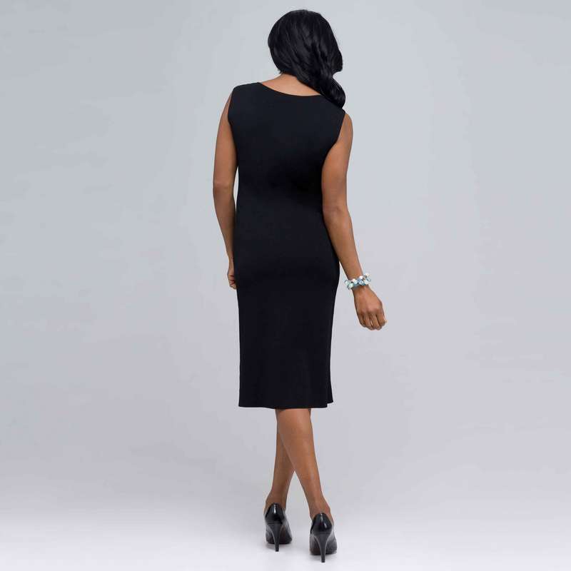 Robe fourreau sans manches à encolure bateau, Noir, large