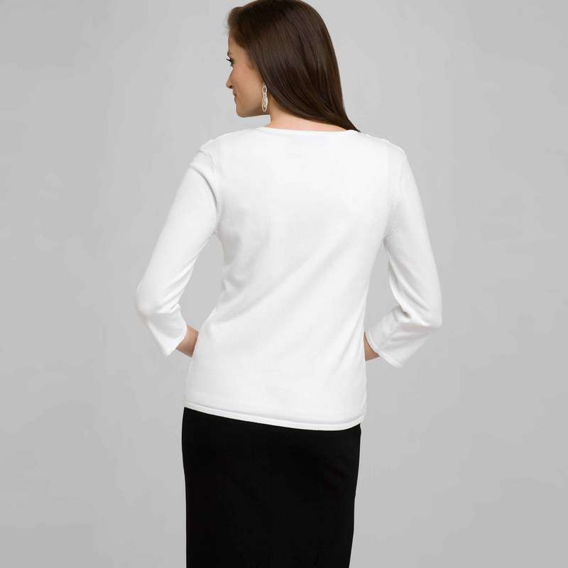 Gilet à col rond, Blanc, large