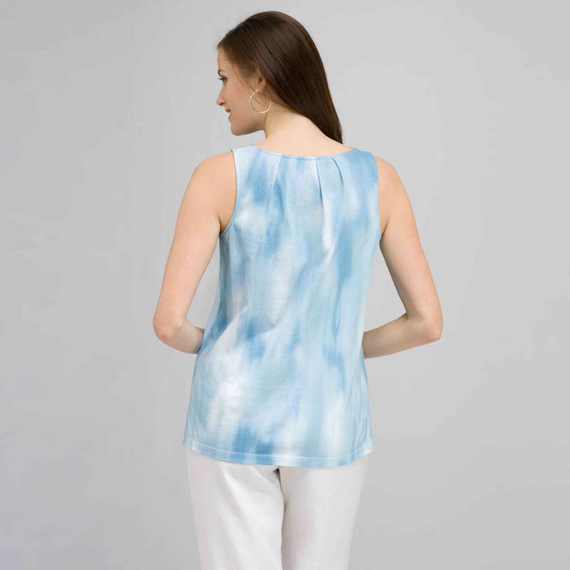 Débardeur à insert en crochet, Bleu spa, large