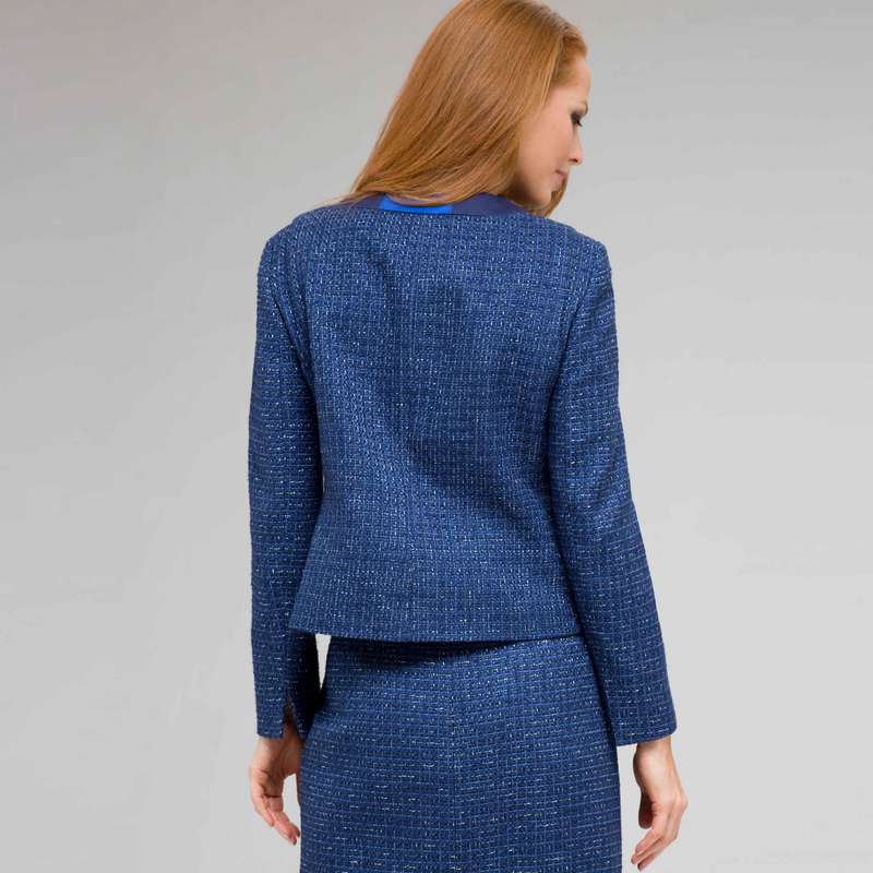 Veste à bordure satinée, Cobalt chiné, large