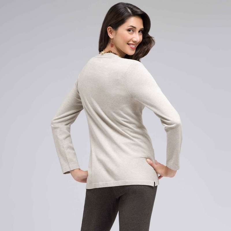 Gilet à manches longues, Gris perle clair, large