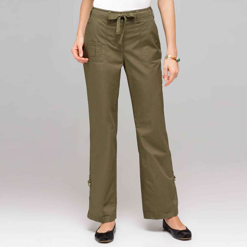 Pantalon cargo deux en un, vert feuille, large