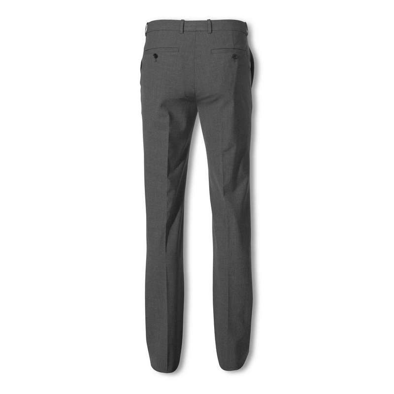 Pantalon droit à micro-carreaux, Gris, large