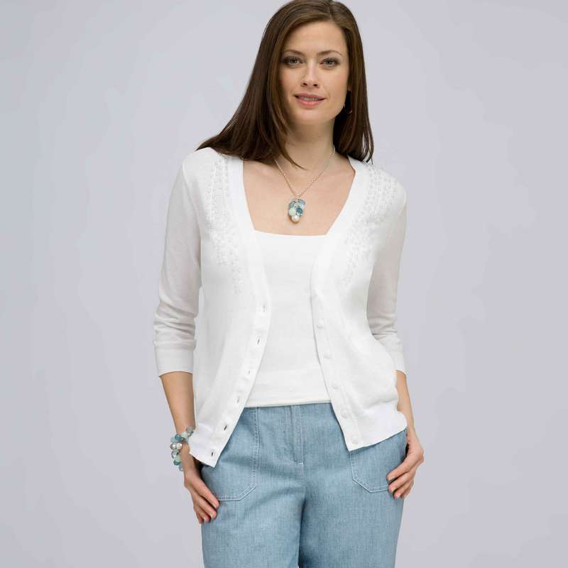 Gilet à manches 3/4 brodé de perles, , large