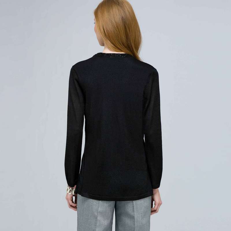 Gilet brodé de perles, Noir chiné, large