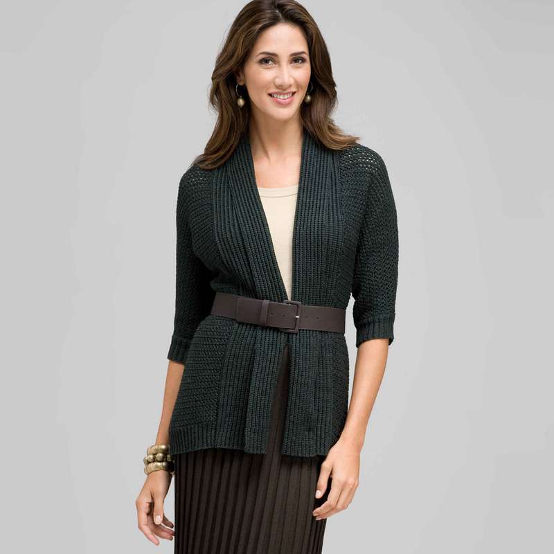 Gilet ceinturé en maille fantaisie, , large