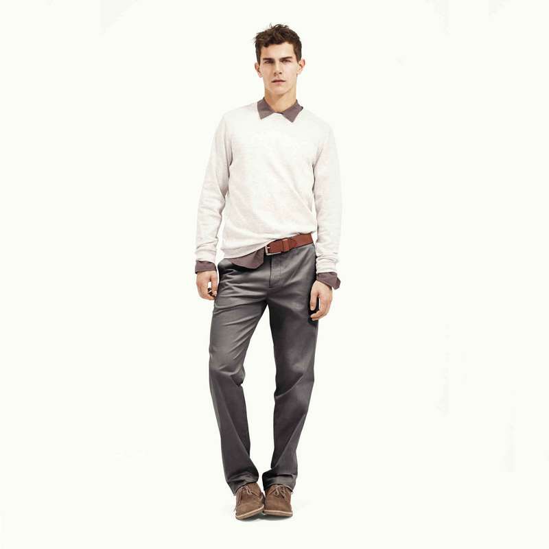 Pantalon droit, Gris, large