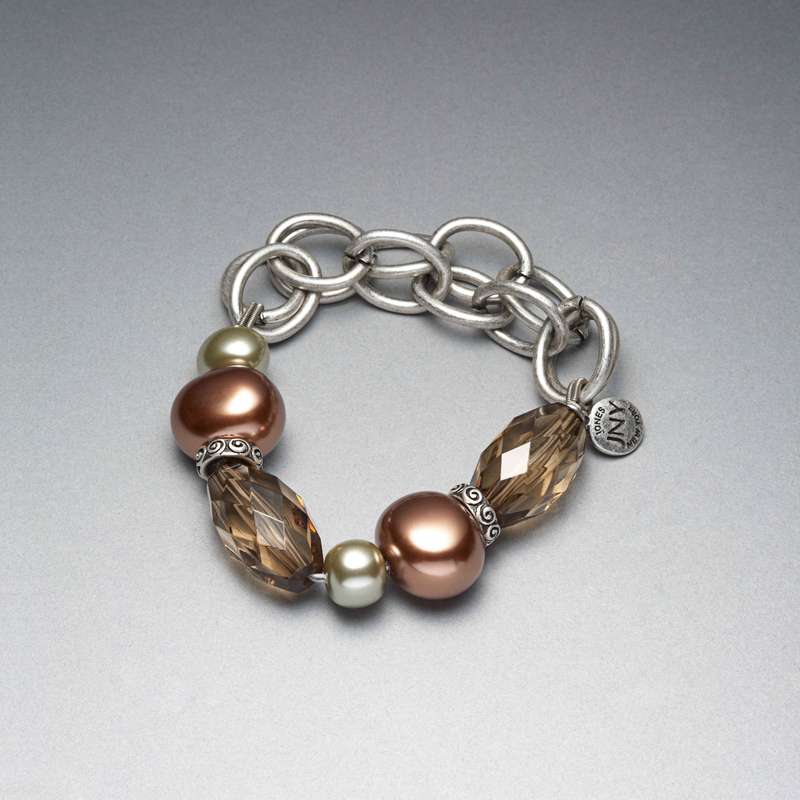Bracelet en perles vertes et marron, , large