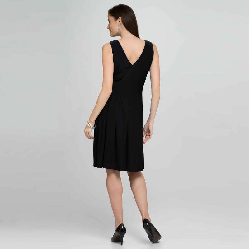 Robe à encolure en V (Plus-grande taille), Noir, large
