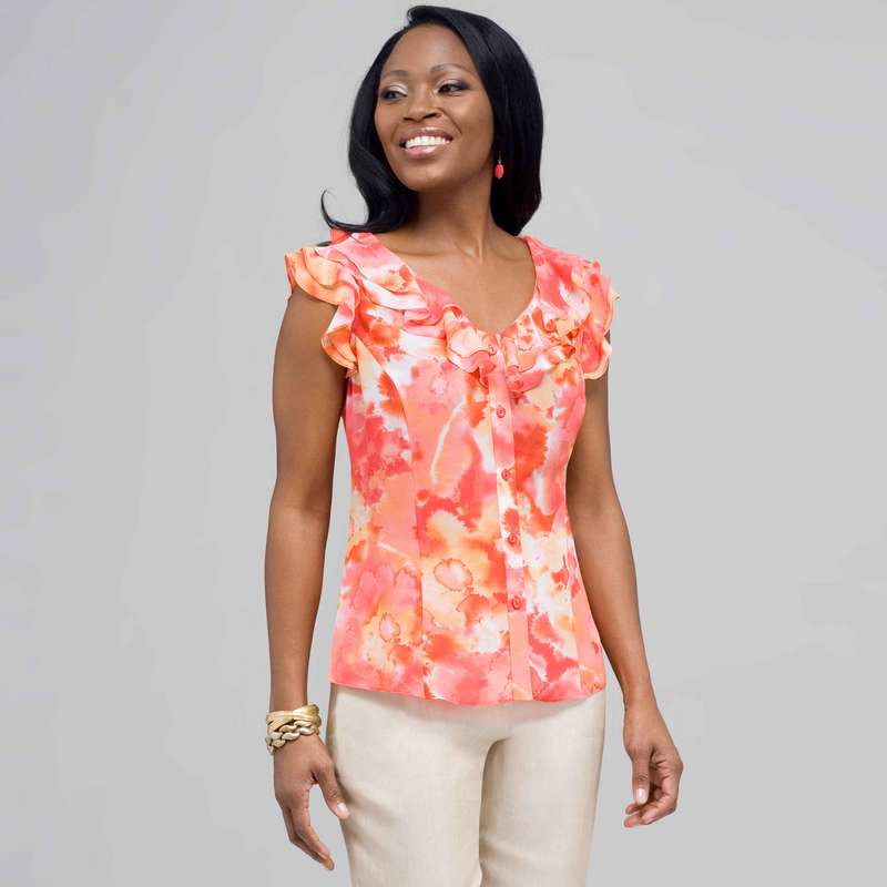 Chemisier boutonné à volants, , large