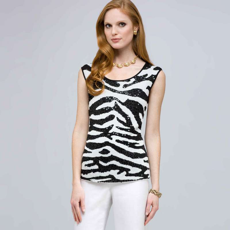 Top à sequins et imprimé animal, , large