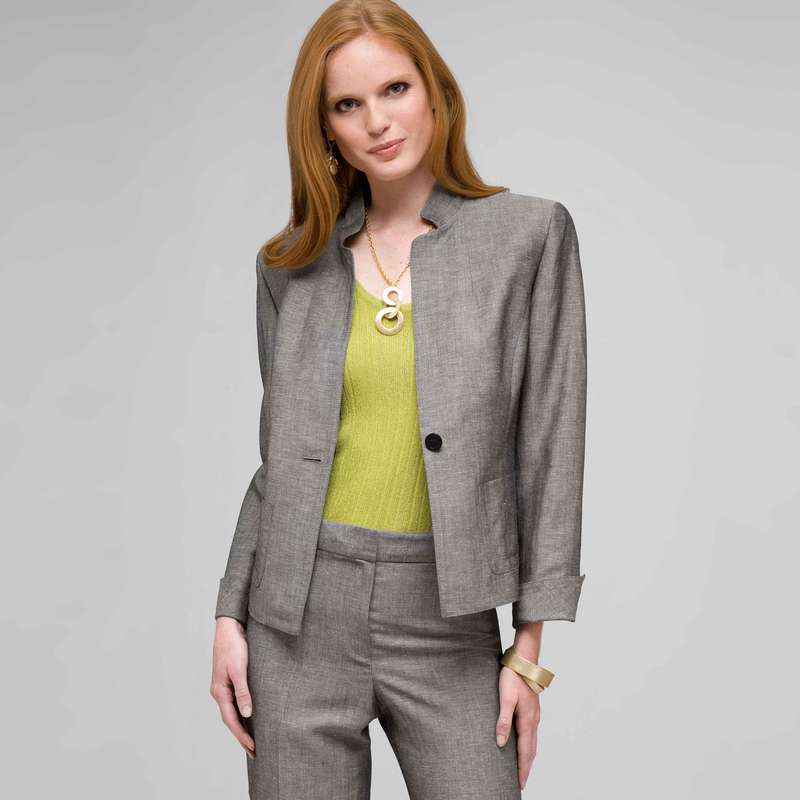 Veste 2 poches en lin lavable, , large