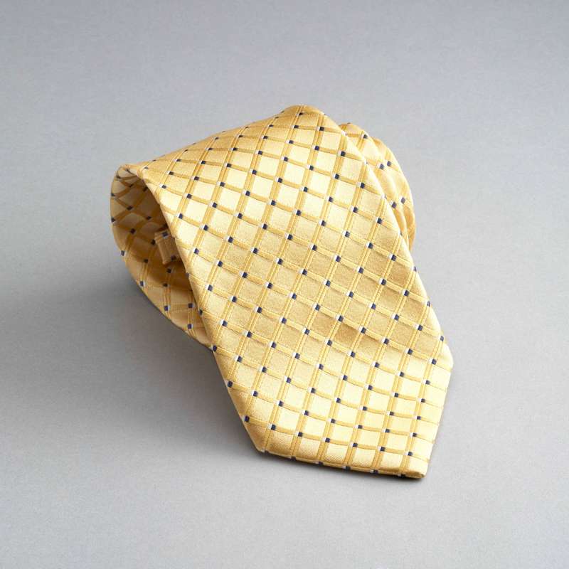 Cravate en soie à carreaux, Jaune, large