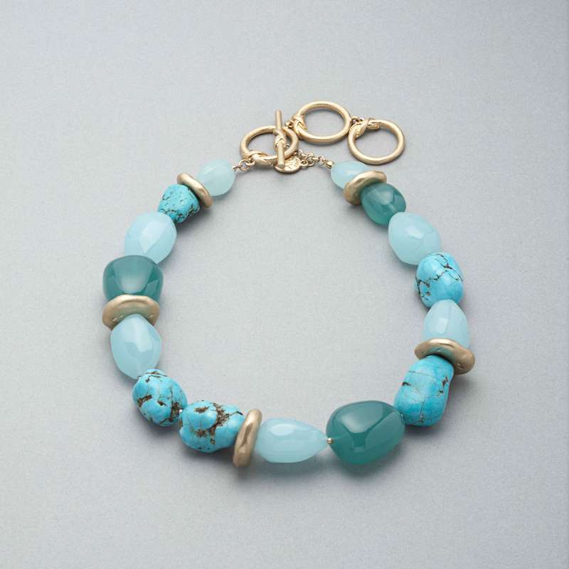 Collier turquoise et or, , large