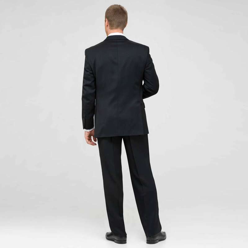 Costume en laine noir à pince coupe athlétique, Noir, large