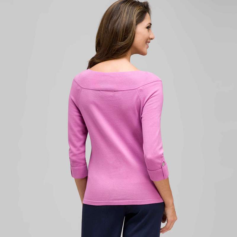 Pull à manches 3/4 et col bateau, Lavande, large