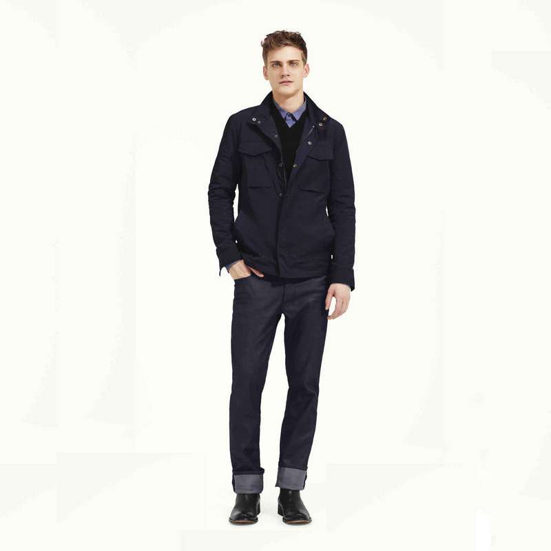 Pantalon en denim habillé, Indigo, large