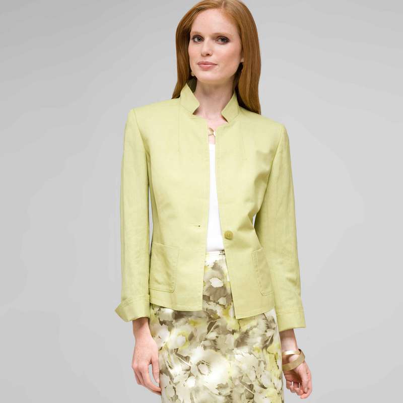 Veste 1 bouton en lin lavable, Aneth, large