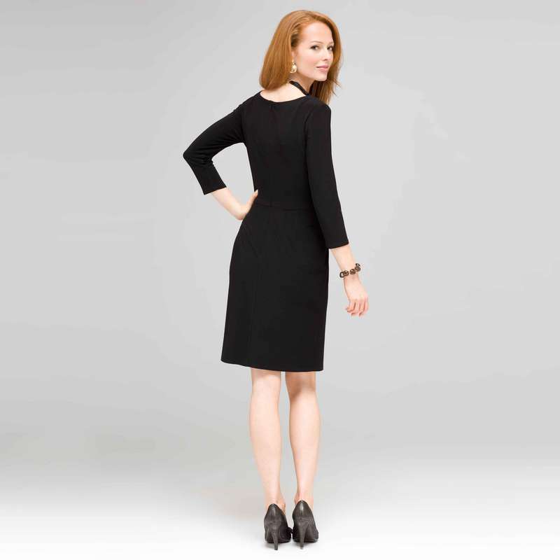 Robe drapée longueur genou, Noir, large