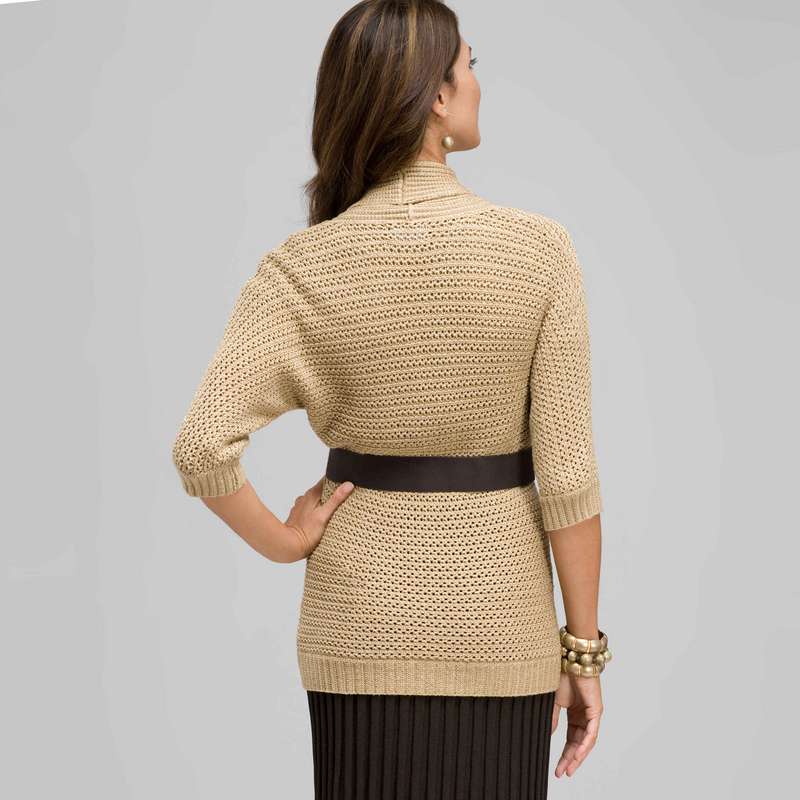 Gilet ceinturé en maille fantaisie, Chino, large