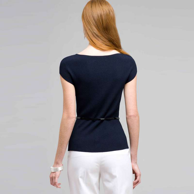 Top ceinturé à encolure bateau, Encre, large