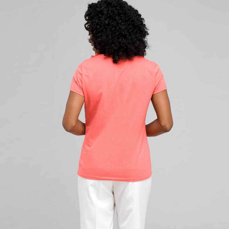 T-shirt orné de fleurs, Soleil corail, large