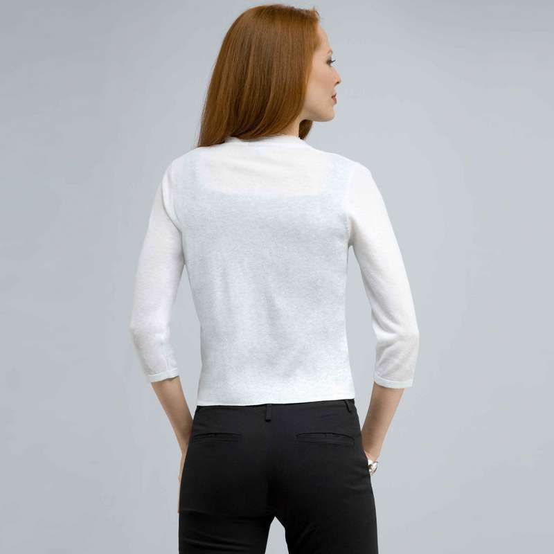 Gilet à bordure tissée, Blanc, large