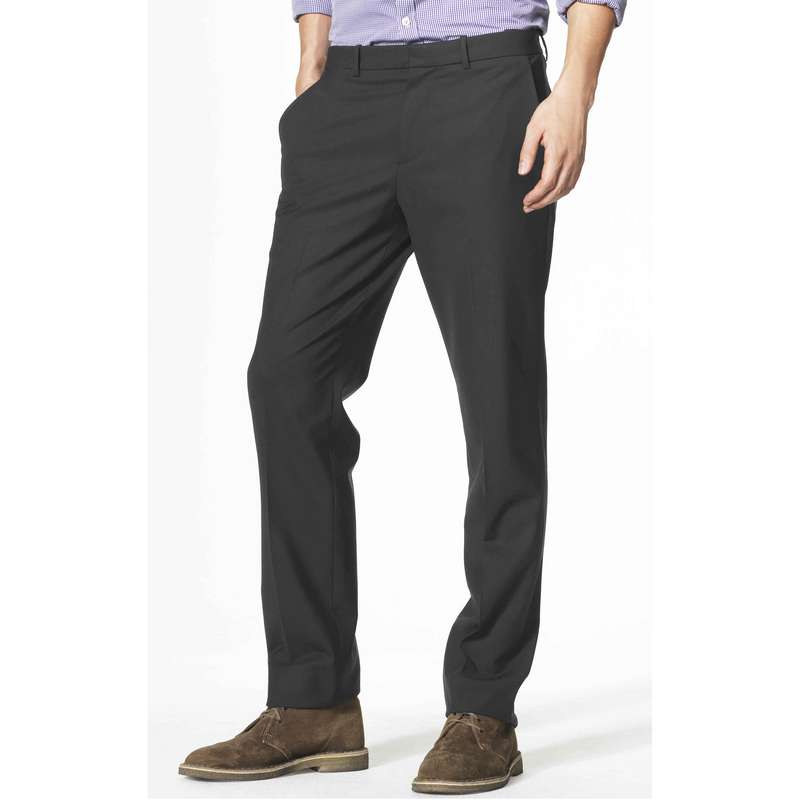 Pantalon droit à micro-carreaux, Gris, large