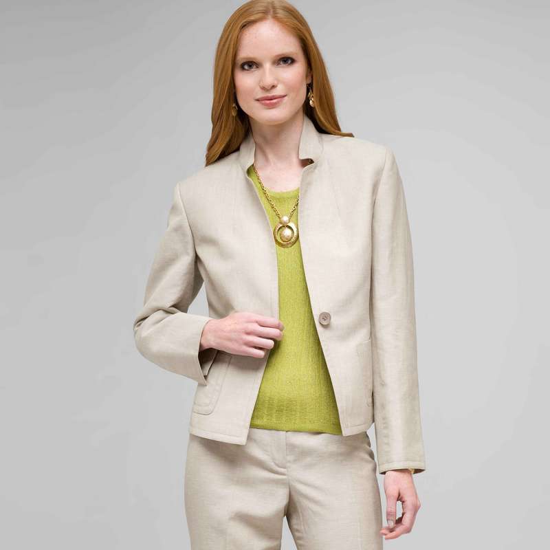 Veste 2 poches en lin lavable, Pierre et Blanc, large