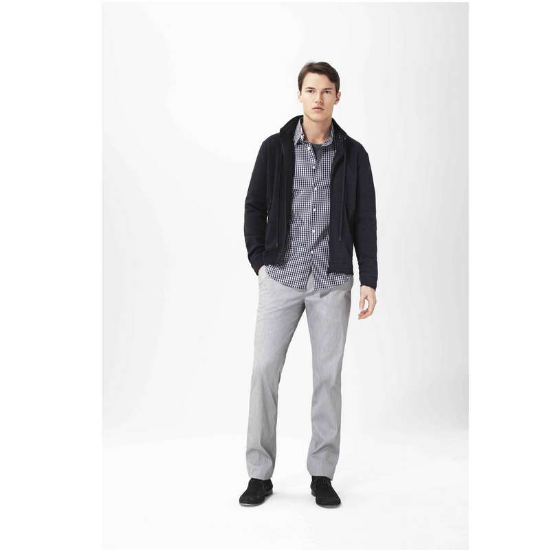 Pantalon droit avec deux poches fendues au dos, Gris, large